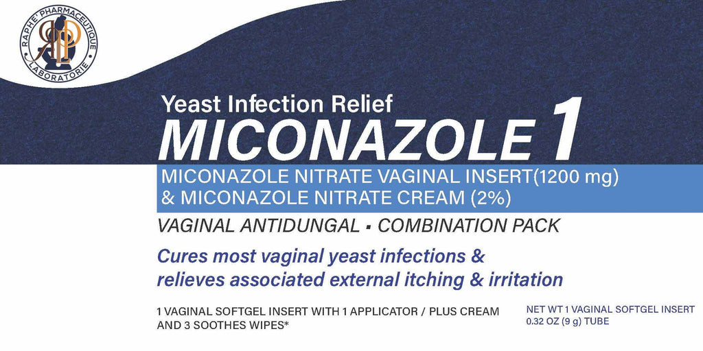 Miconazole Nitrate 1200mg vaginal insert and cream for 1-day yeast infection relief, antifungal treatment, itch and irritation soothing