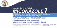 Miconazole Nitrate 1200mg vaginal insert and cream for 1-day yeast infection relief, antifungal treatment, itch and irritation soothing