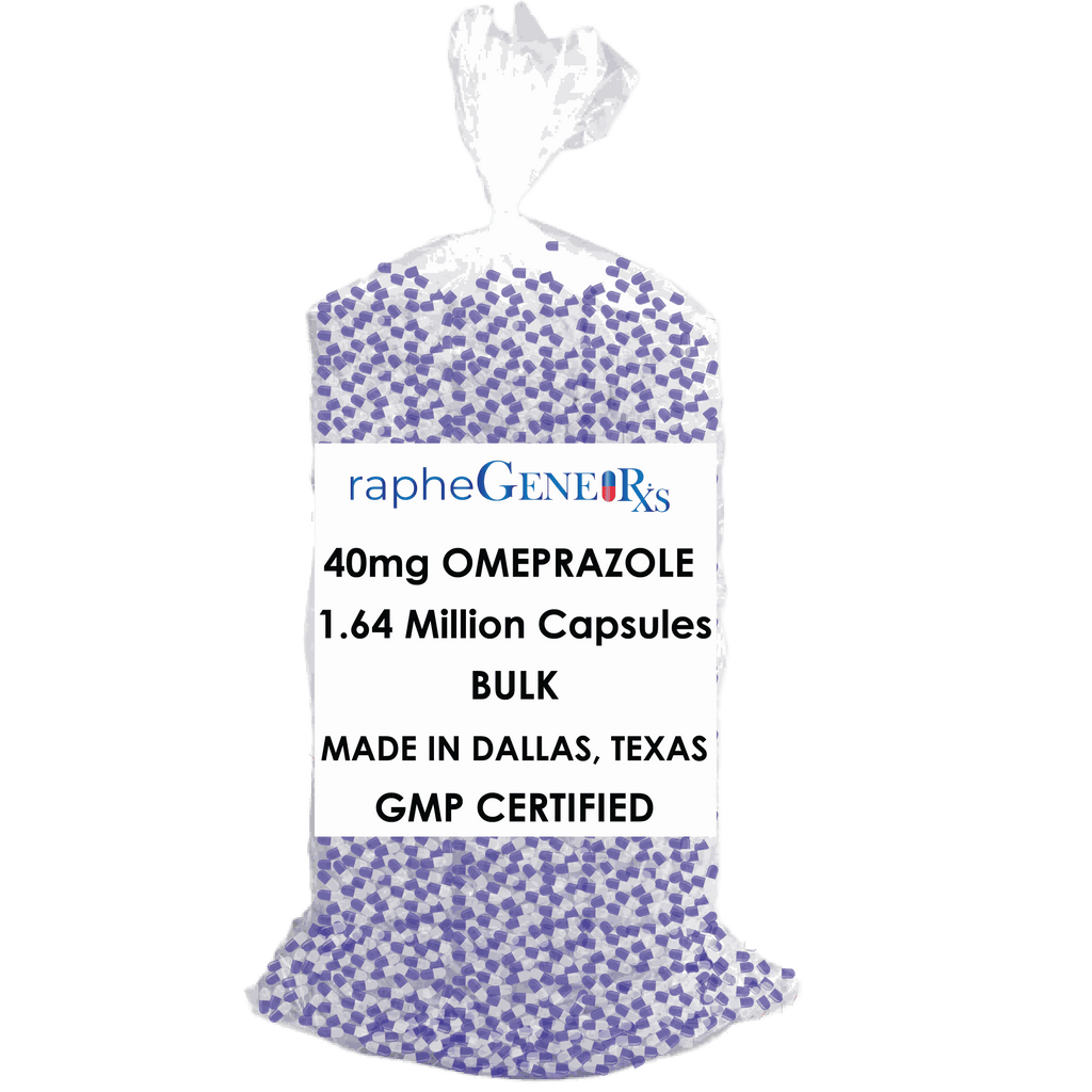 Contract manufactured bulk Omeprazole 40mg purple capsules GMP certified from Texas
