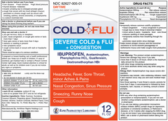 Cold Flu Syrup with Ibuprofen and Acetaminophen for severe cough, congestion, and flu relief with mint flavor