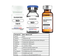 NAD+ 400mg Peptide supplement bottles with FDA registration and custom peptide formulation for insulin sensitivity enhancement