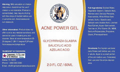 Acne Power Gel with Glycyrrhiza Glabra, Salicylic Acid, and Azelaic Acid for fast-action acne treatment and pore reduction.