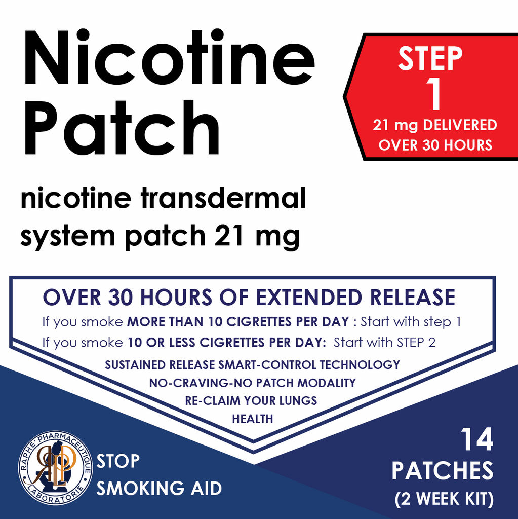 Natural Smoking Cessation Aid nicotine transdermal patch with extended 30-hour release and Smart Control Technology for quitting smoking
