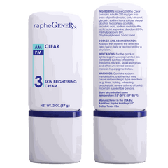 Private Label Blend Clear Skin Brightening Cream 2oz bottle front and back with ingredient and usage information