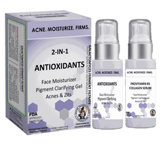 Vitamin Face Revitalizing anti-aging gel with antioxidants, moisturizer, and pigment clarifying serum for acne and firm skin.