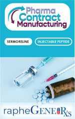 Sermorelin 1 Gram injectable peptide vial with syringe and pills for muscle growth, fat loss, energy, and anti-aging benefits.