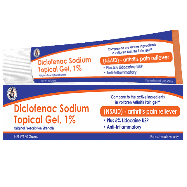 Research 1% Sodium Diclofenac topical gel and transdermal patches for arthritis pain relief with 5% Lidocaine and anti-inflammatory properties