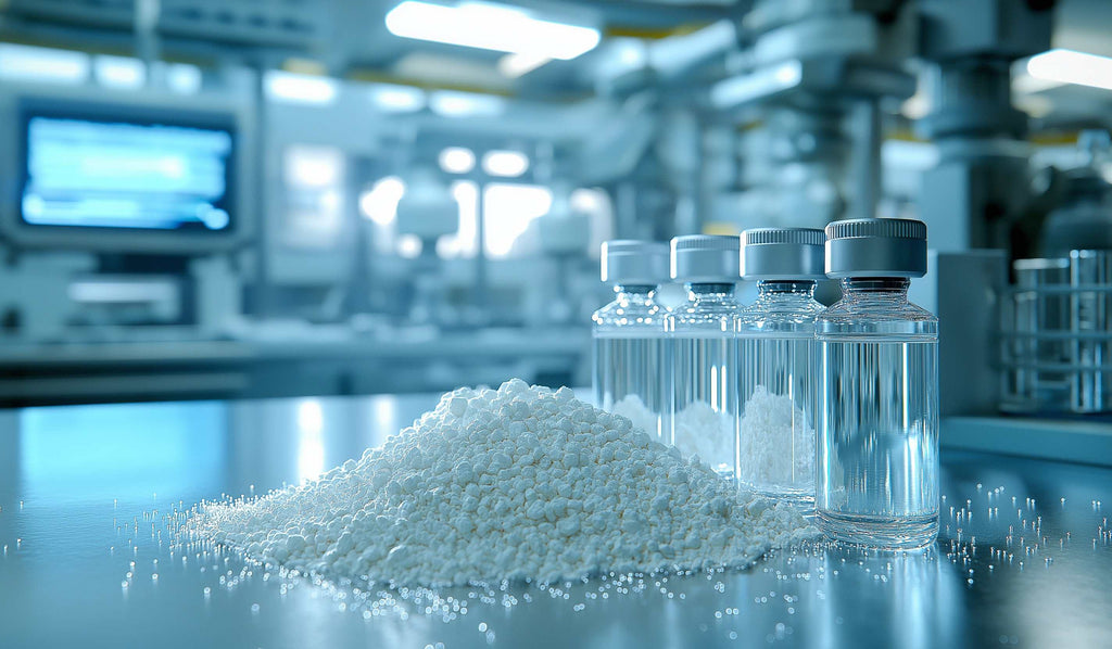 Retatrutide and Sermorelin peptide powder and vials for metabolic and growth hormone therapy