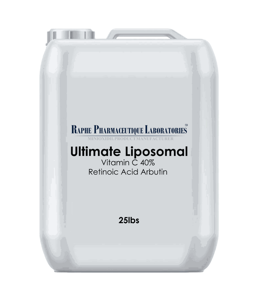 25lbs container of Ultimate Liposomal Vitamin C 40% with Retinoic Acid and Arbutin serum