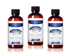Hair Restoration Amino Silk Peptides leave-in conditioner bottles for hair follicle revitalization and hair loss prevention