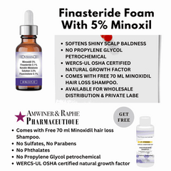 Hair loss supplement finasteride foam with 5% minoxidil and free minoxidil shampoo for scalp health and hair growth