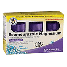Esomeprazole Magnesium capsules box for acid reduction medication