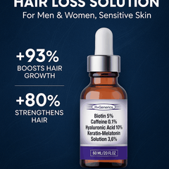 Biotin Caffeine Hyaluronic Acid hair loss serum bottle for men and women boosting hair growth and strength