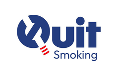 Quit smoking logo with broken cigarette icon representing smoking cessation products and extraction process for NRT