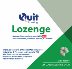 NRT Lozenges with Methionine and nutrients for smoking cessation and energy boost, mint flavor, 27 count