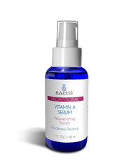 blue bottle of Vitamin A Retinoic Serum with white pump and label for professional skin rejuvenation