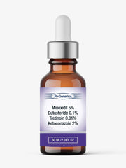 Minoxidil Dutasteride Tretinoin Ketoconazole serum for hair loss treatment in amber dropper bottle