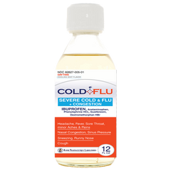 Multi-action Cold Flu Syrup For Severe Cough Cold Flu Decongestant with Ibuprofen 250mg with Acetaminophen 500mg