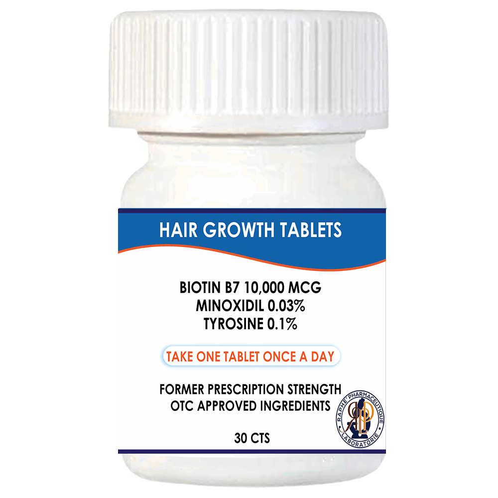 Over-the-Counter Hair Loss Treatment Tablets Maximum Strength 10,000mcg Biotin 0.03% Minoxidil and 0.1% Tyrosine