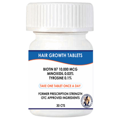 Over-the-Counter Hair Loss Treatment Tablets Maximum Strength 10,000mcg Biotin 0.03% Minoxidil and 0.1% Tyrosine